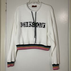 MISSONI cropped knit drawstring pullover sweatshirt size Medium